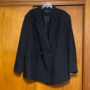 NWT ASOS Classic Black Suit Jacket Blazer Double Breasted Lined Office Work